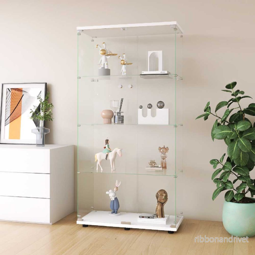 Yelenaro glasvitrin 163 cm – golvvitrin med lås, LED som tillval - Bild 3