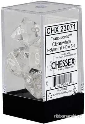 Chessex Translucent Polyhedral 7-Die Set - Clear/White - Bild 3