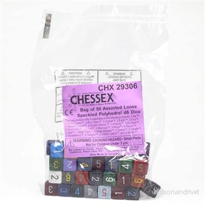 Chessex Speckled Påse med 50 Blandade Tärningar - Lös Specklad Polyhedral d6 Tärningar - Bild 2