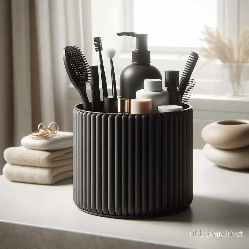Modern räfflad förvaringsmugg för badrum och makeup