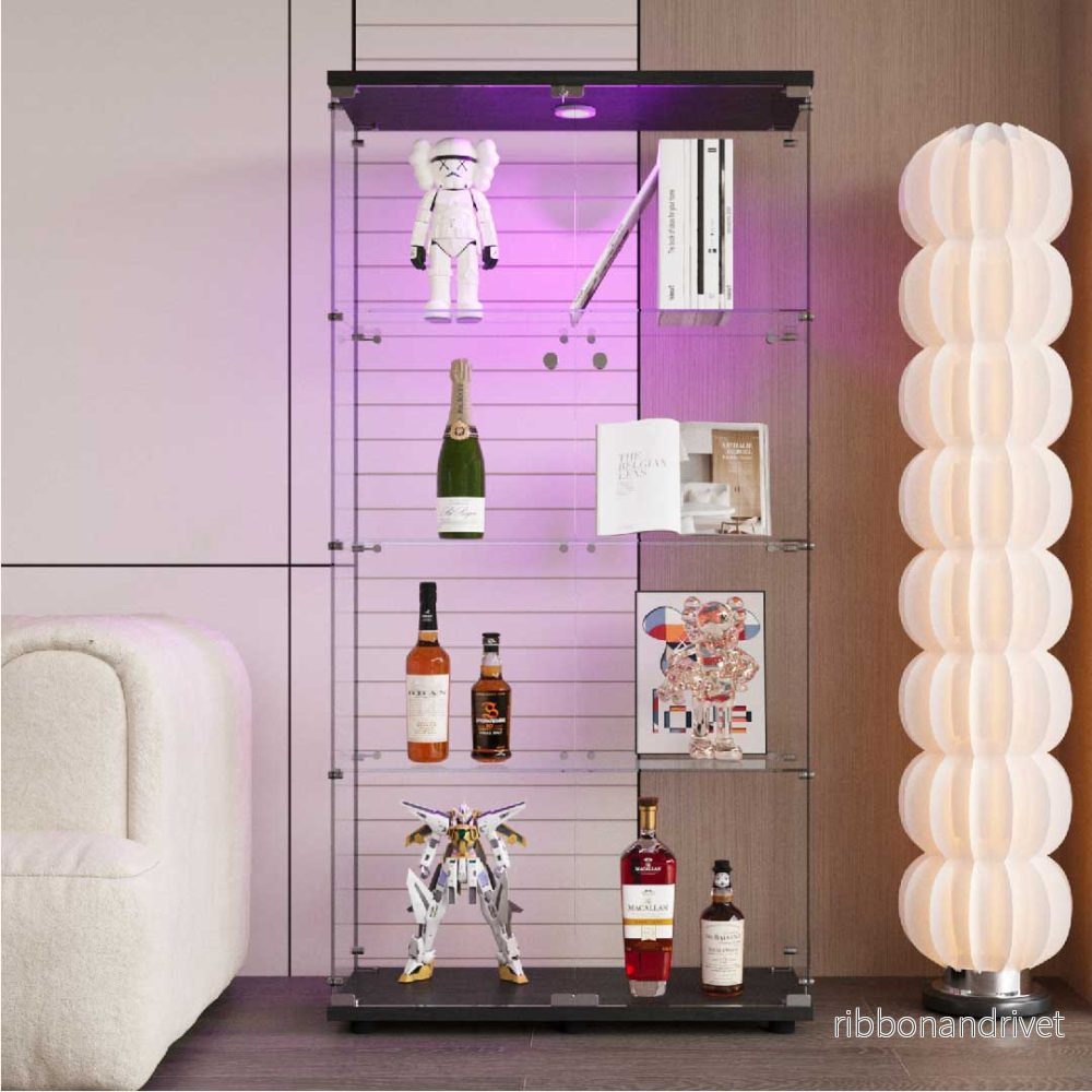 Yelenaro glasskåp 165 cm med LED – Vitrinskåp i ESG-glas