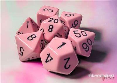 Chessex Opaque Pastell Rosa/ Svart Polyhedral 7-Tärningsset Chessex Opaque Pastell Rosa/ Svart Polyhedral 7-Tärningsset