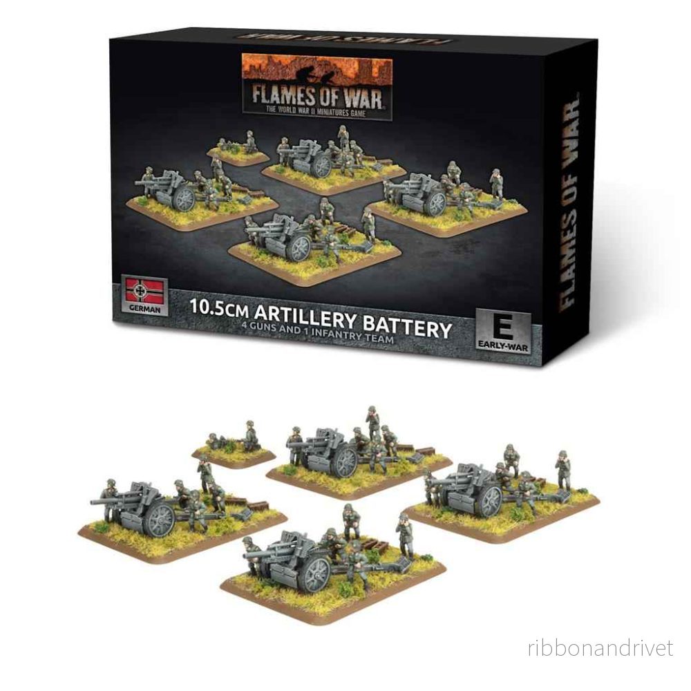 Flames of War – 10,5 cm Artilleribatteri (Tidigt) (x4 plastkanoner) Flames of War – 10,5 cm Artilleribatteri (Tidigt) (x4 plastkanoner)