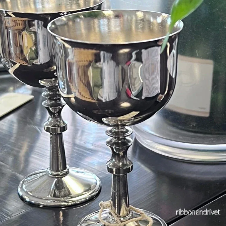 Silverpläterade vintagebägare i mässing