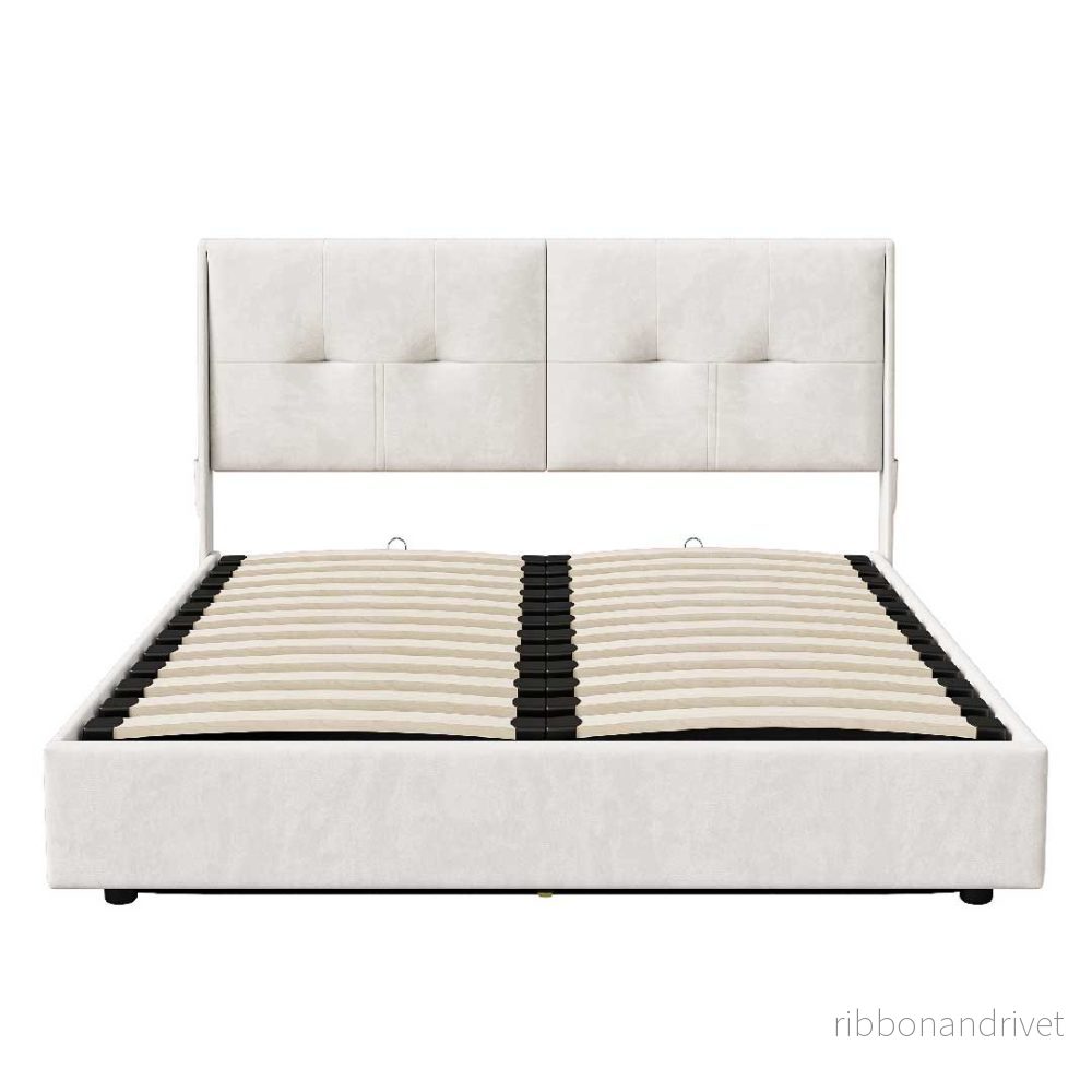 Yelenaro Kontinentalsäng 140/160x200cm med LED & förvaring – Samt Beige - Bild 3