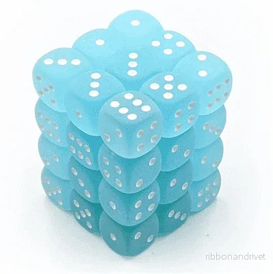 Chessex 12mm d6 Dice Blocks – Frosted Teal with White (36 Dice) Chessex 12mm d6 Dice Blocks – Frosted Teal with White (36 Dice)