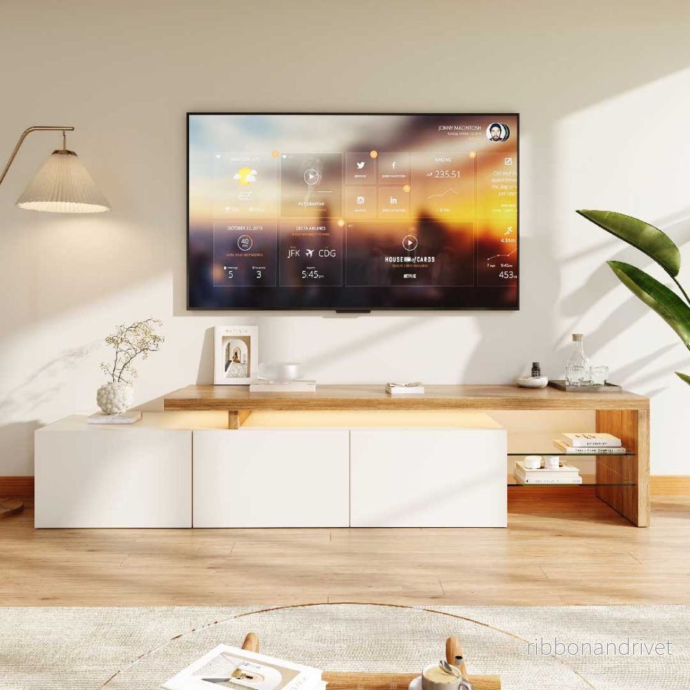 Yelenaro TV-bänk 200 cm med LED & träfinish
