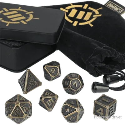 ENHANCE Bordsrollspel 7pc DnD Metalltärningsset med Fodral och Tärningspåse ENHANCE Bordsrollspel 7pc DnD Metalltärningsset med Fodral och Tärningspåse