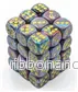 Chessex 12mm d6 Tärningar med Pips - Festiv Mosaik/Gul (36 Tärningar) - Bild 2