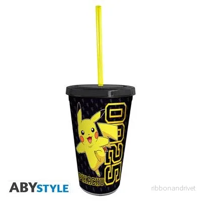 POKEMON - Muggar med sugrör - 470ml - Pikachu Collage