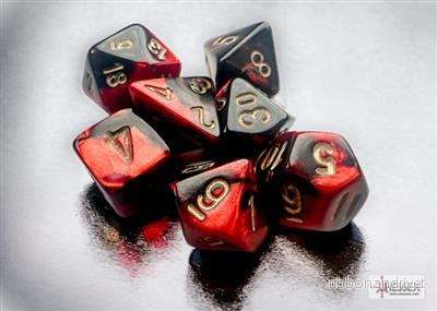 Chessex Gemini Mini-Polyhedral Black-Red/gold 7-Die Set