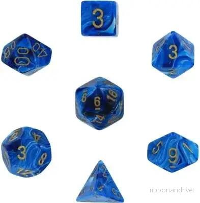 Chessex Vortex 7-Tärningsset - Blå med Guld - Bild 2