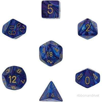 Chessex Lustrous 7-Tärningsset – Lila med Guld Chessex Lustrous 7-Tärningsset – Lila med Guld