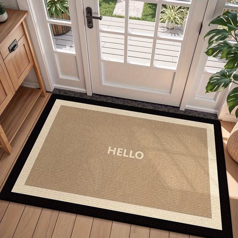 Dörrmatta beige och svart med hello text 40x60cm - Bild 2