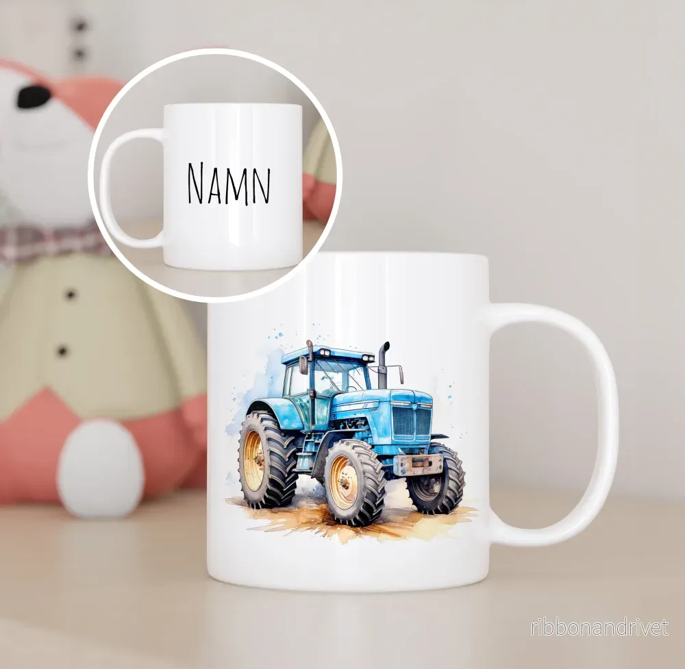 Blå traktor | Personlig barnmugg Blå traktor | Personlig barnmugg
