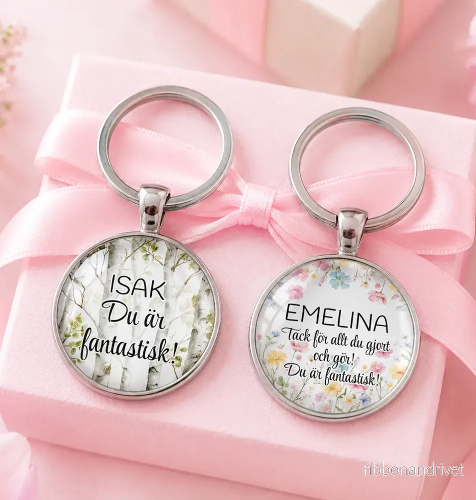 Blommor & Egen text | Nyckelring Blommor & Egen text | Nyckelring