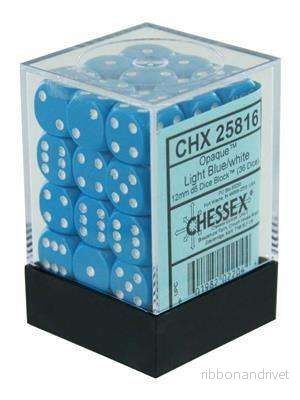 Chessex Opaque 12mm d6 Dice Blocks – Ljusblå med Vita Prickar (36 Tärningar) Chessex Opaque 12mm d6 Dice Blocks – Ljusblå med Vita Prickar (36 Tärningar)