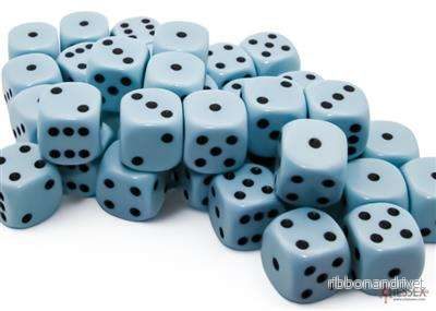 Chessex Opaque Pastel Blue/Black 12mm d6 Tärningsblock (36 tärningar) Chessex Opaque Pastel Blue/Black 12mm d6 Tärningsblock (36 tärningar)