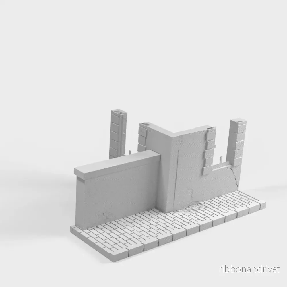 Förstörd byggnad för WW2-diorama och krigsspel