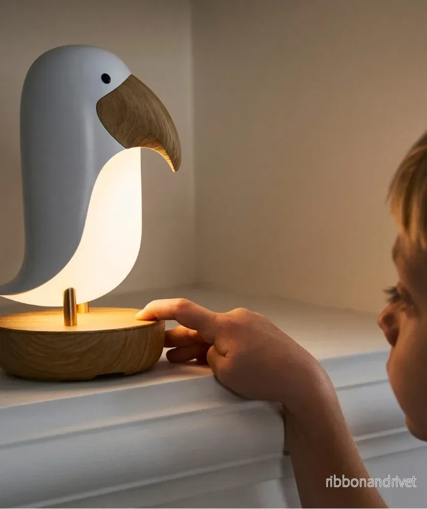 Lampa med högtalare – Vit Fågel - Bild 2
