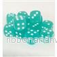 Chessex 16mm d6 med pips Tärningsblock (12 Tärningar) - Frostad Teal med Vita - Bild 2