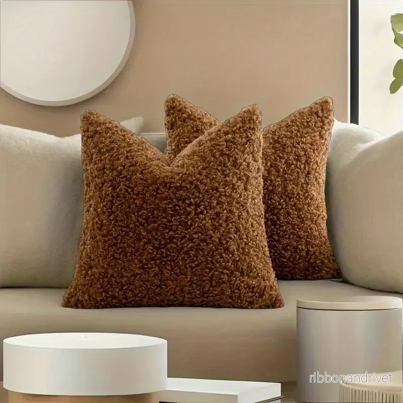 Fluffigt Teddy Kuddfodral i 2-pack - 50x50 cm - Bild 3