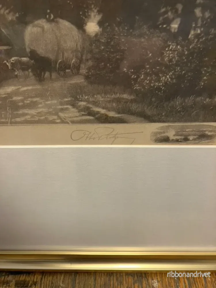 Träsnitt med ko och vagn genom allé av Otto Protzen - Bild 2