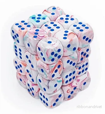 Chessex 12mm d6 Tärningsblock med Pips (36 Tärningar) – Festiv Pop Art/Blå Chessex 12mm d6 Tärningsblock med Pips (36 Tärningar) – Festiv Pop Art/Blå