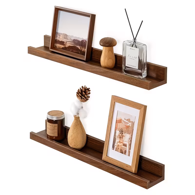 2-Pack Vägghylla i valnötsträ – 30×10 cm 2-Pack Vägghylla i valnötsträ – 30×10 cm