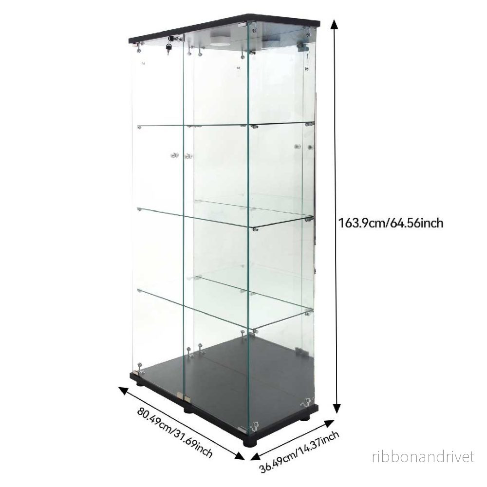 Yelenaro glasskåp 165 cm med LED – Vitrinskåp i ESG-glas - Bild 3