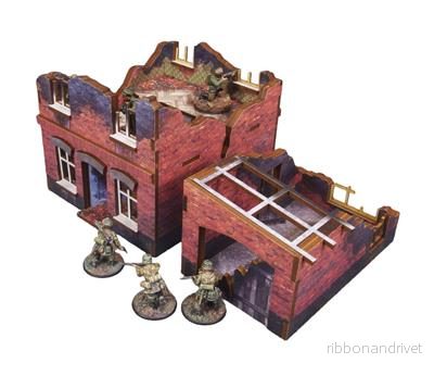 WW2 Ostfront Stalingrad Litet Hus (med garage) (3) FÖRBEHANDLAT [28mm/1:56]
