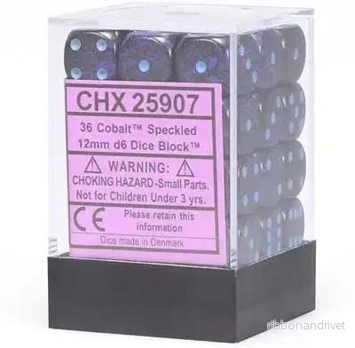 Chessex Spräcklig 12mm d6 Tärningsblock med Pips (36 Tärningar) - Kobalt - Bild 2