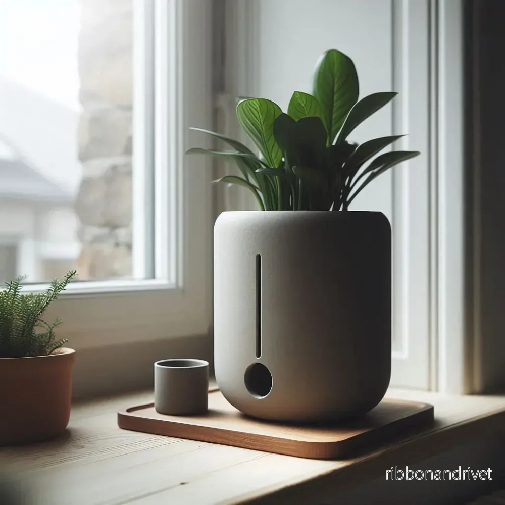 Rund självbevattnande blomkruka i minimalistisk design