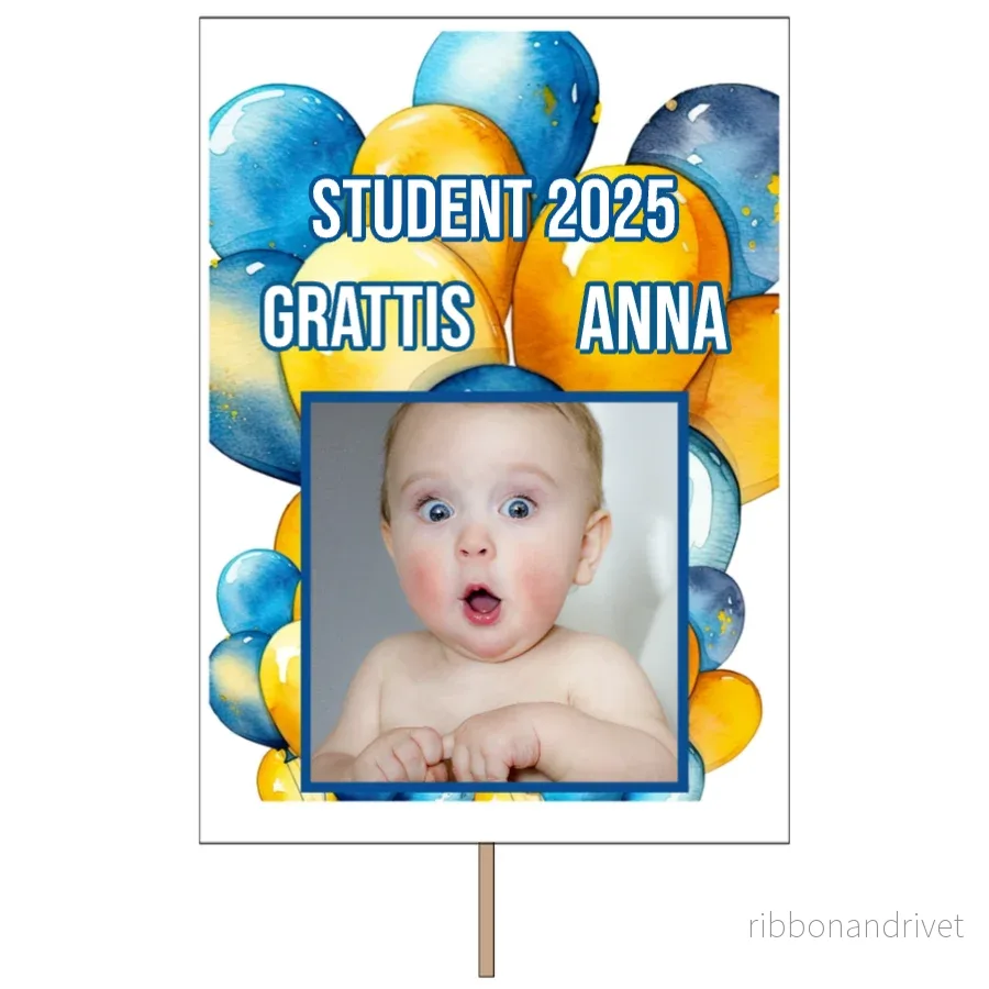 Gula & blåa ballonger | Studentplakat