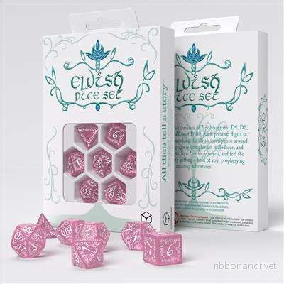 Elvish Shimmering Rosa och Vita Tärningsset Elvish Shimmering Rosa och Vita Tärningsset