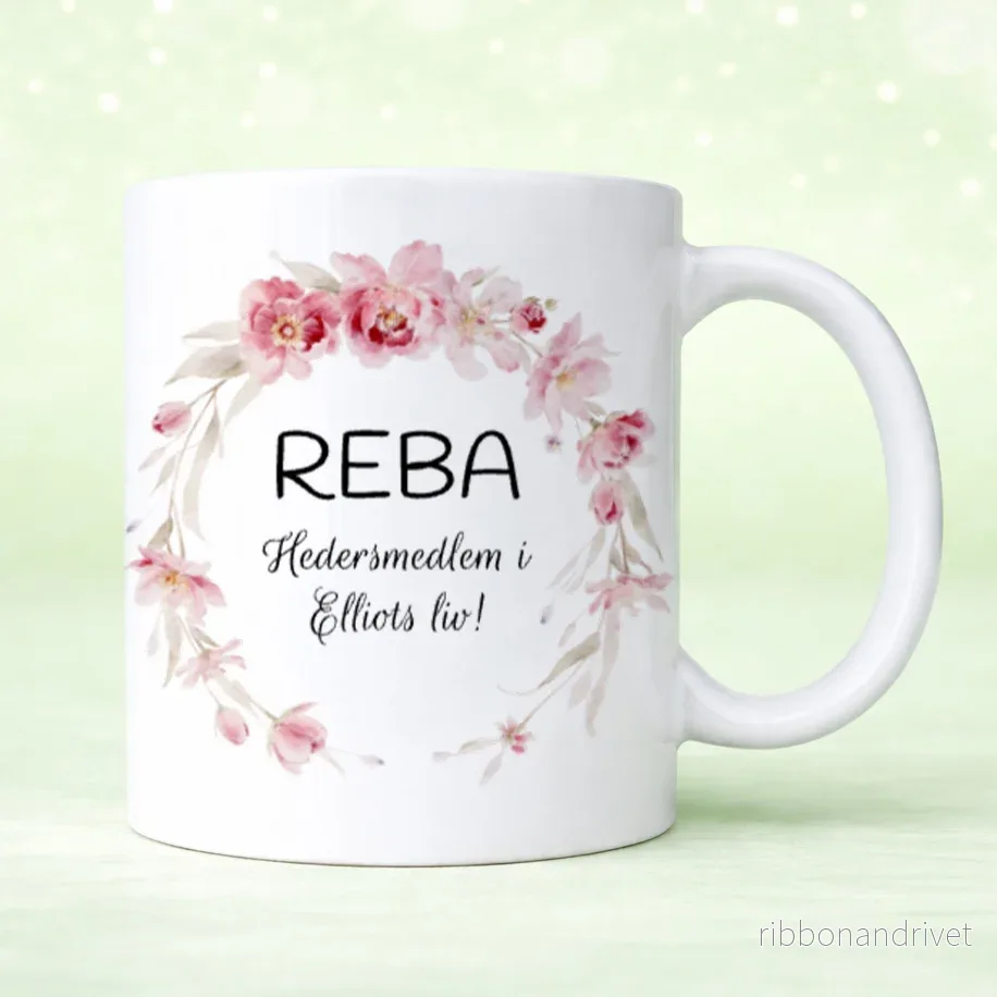 Rosa blommor | Gudmor & gudfar | Personlig mugg