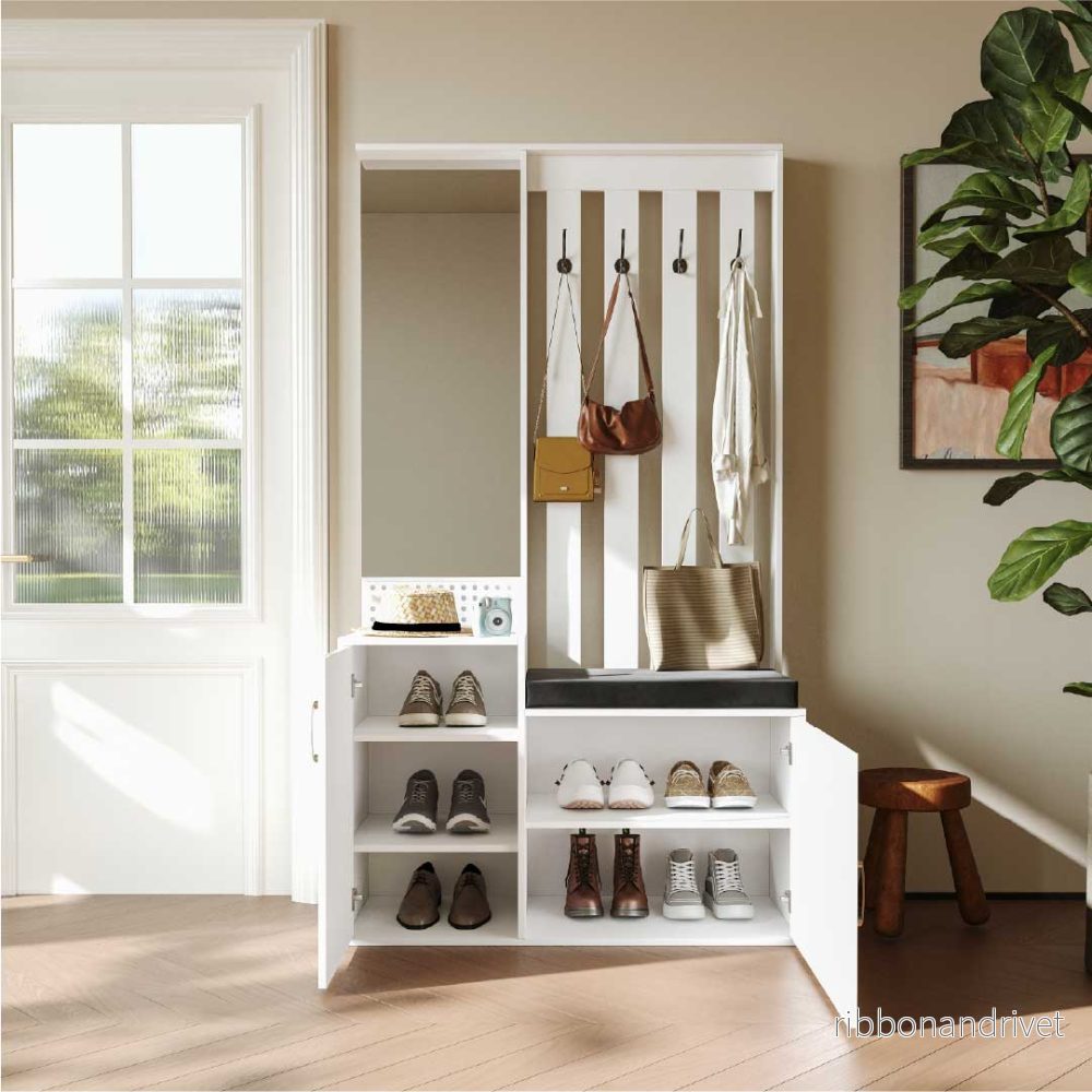 Yelenaro Modern hallmöbel med bänk och spegel – 100x40x180 cm - Bild 3