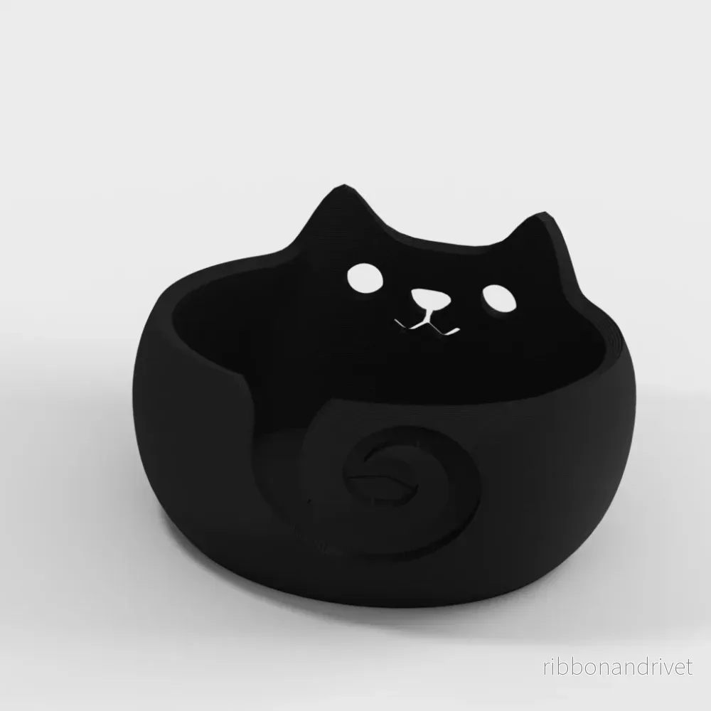 Garnskål med kattdesign för stickning och virkning