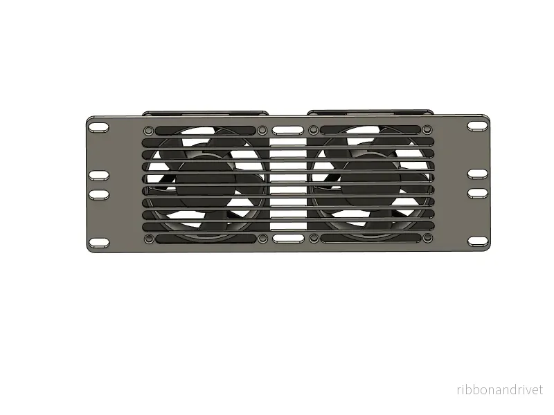 10" 2U Rackpanel för 80mm Fläkt - Bild 3