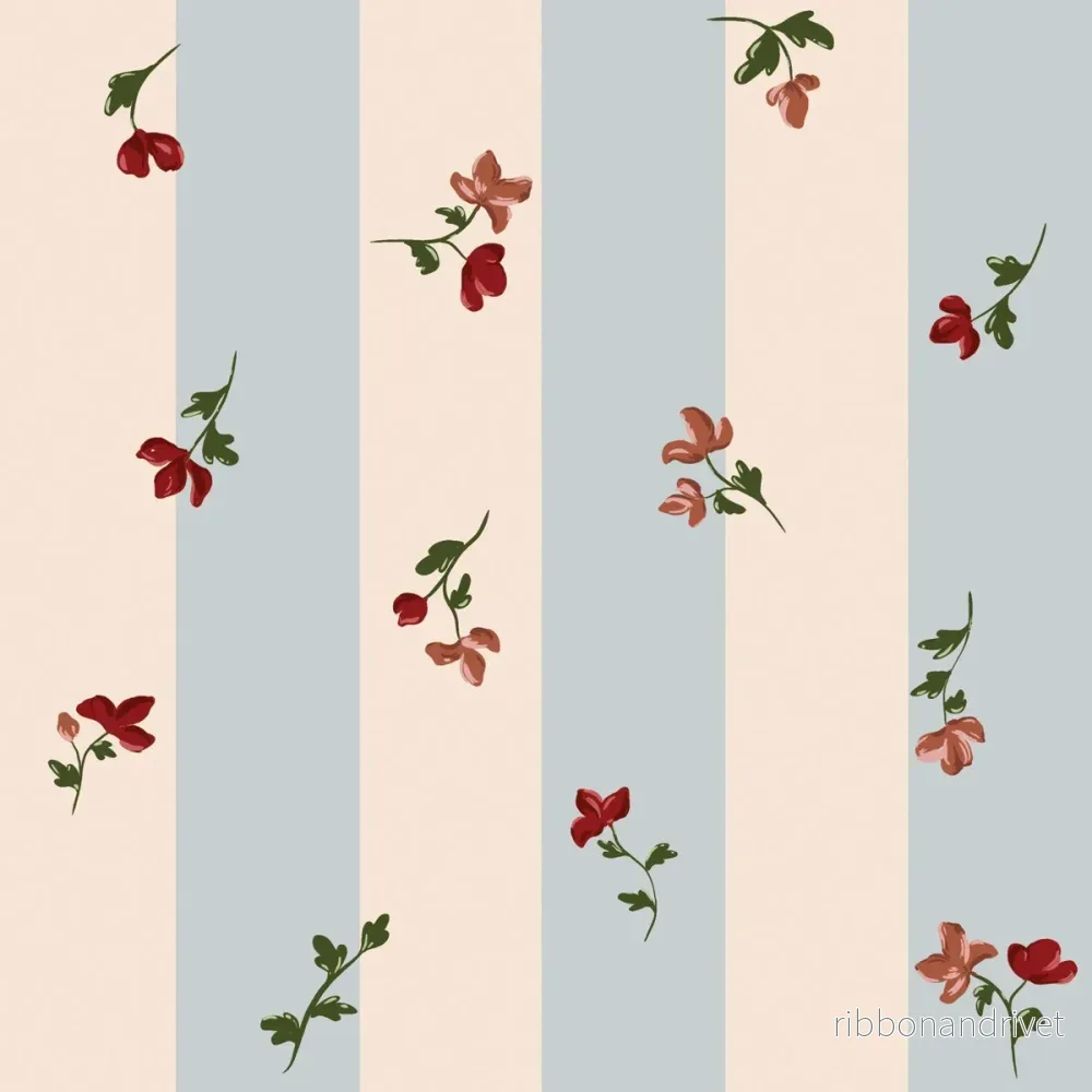 Paris Flowers Stripes Tapet – Mörkröd & puderrosa | Vintage och tidlös Paris Flowers Stripes Tapet – Mörkröd & puderrosa | Vintage och tidlös