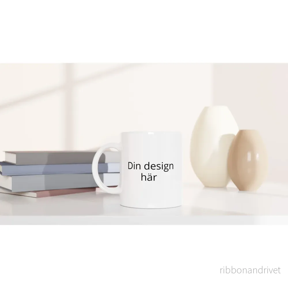 Vit keramisk mugg 325 ml med ditt eget tryck - Bild 3