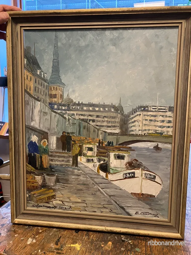 Olja på duk över København Gamle Strand Olja på duk över København Gamle Strand