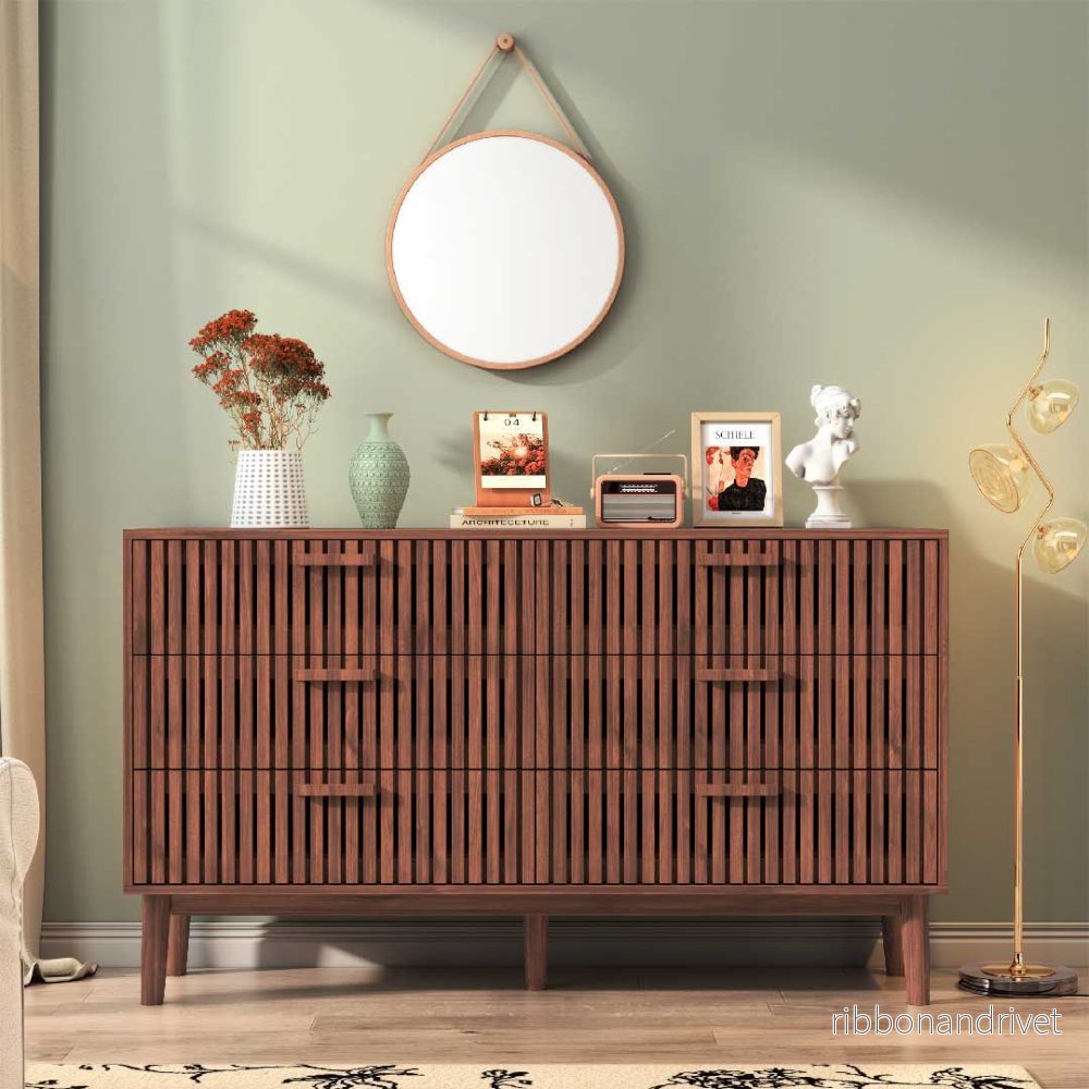Yelenaro Skänk i trälook – Modern byrå med 4 eller 6 lådor Yelenaro Skänk i trälook – Modern byrå med 4 eller 6 lådor
