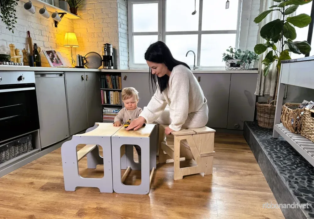 Fällbar stol & klätterpall i trä - Bild 2