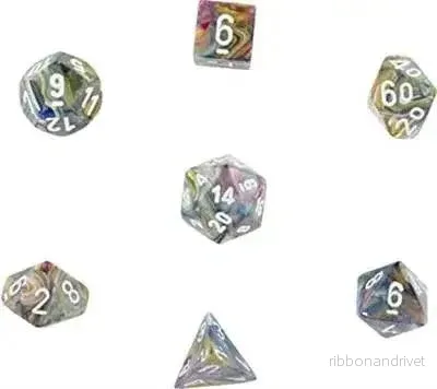 Chessex Festive 7-Tärningsset – Carousel med vit Chessex Festive 7-Tärningsset – Carousel med vit