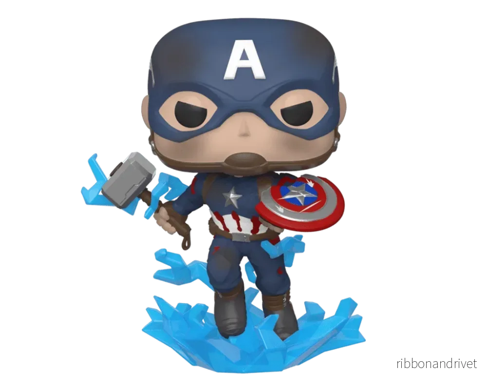 Funko POP Endgame – Captain America med trasig sköld & Mjolnir Figurin Funko POP Endgame – Captain America med trasig sköld & Mjolnir Figurin
