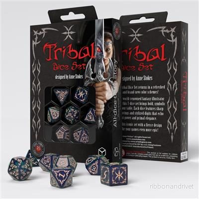 Tribal Dice Set: Blå-grön & Beige