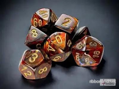 Chessex Scarab Mini-Polyhedral Blue Blood/gold 7-Die Set - Bild 3