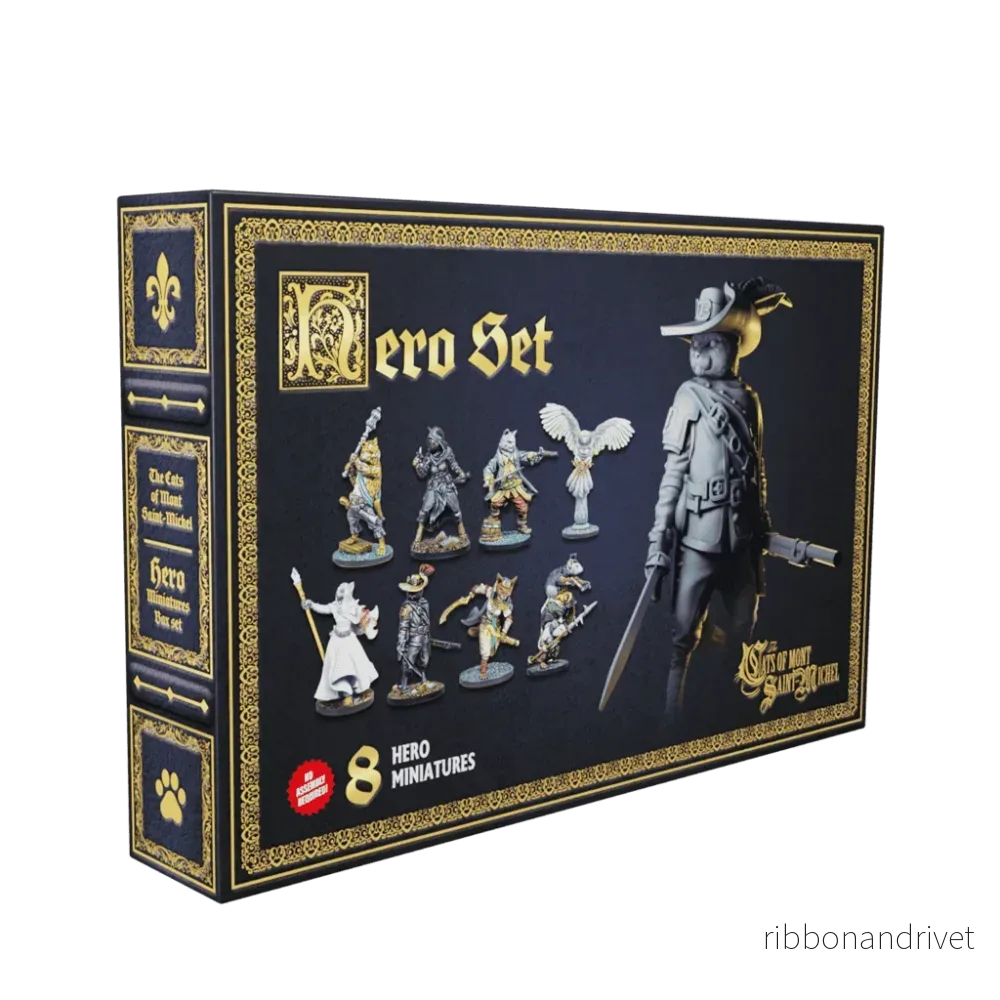 Hjälte-miniatsatserna Katterna från Mont Saint Michel – Professionell uppsättning med 8 unika figurer i 35 mm skala Hjälte-miniatsatserna Katterna från Mont Saint Michel – Professionell uppsättning med 8 unika figurer i 35 mm skala