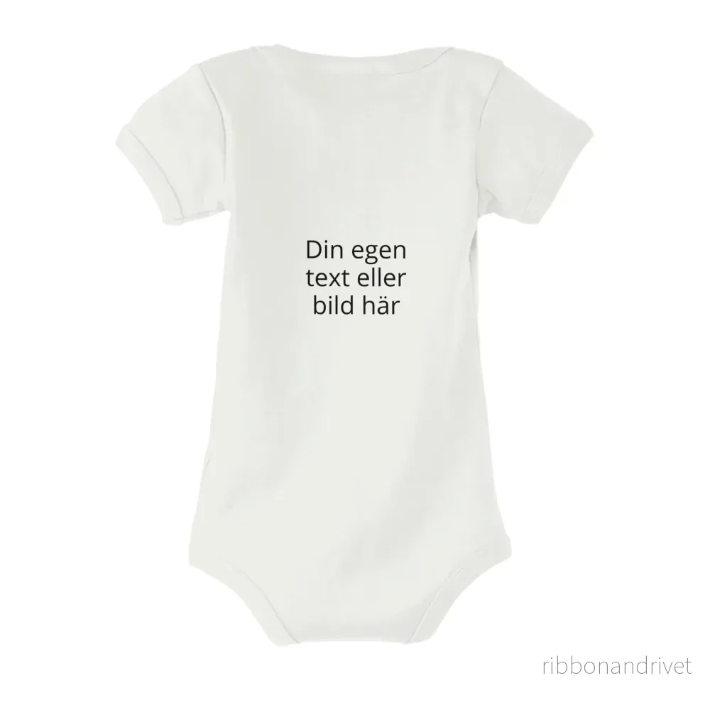 Baby ekologisk kortärmad sparkdräkt | Vit med ditt eget tryck - Bild 2